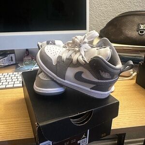 Nike Kids White and Gray Sneakers